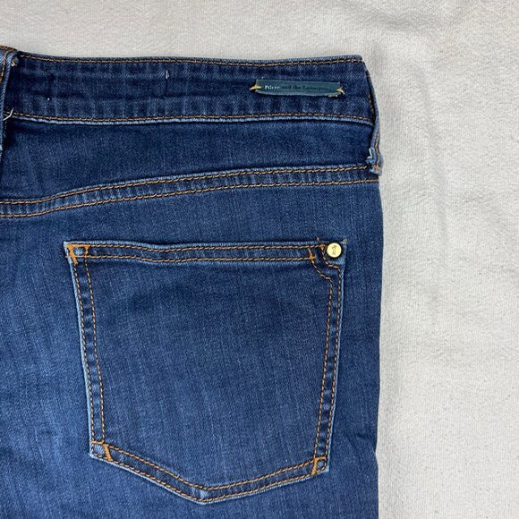 Anthropologie Pilcro Dark Wash Blue Jeans Sz 34 Stretch Denim Straight Mid-Rise - Picture 8 of 14